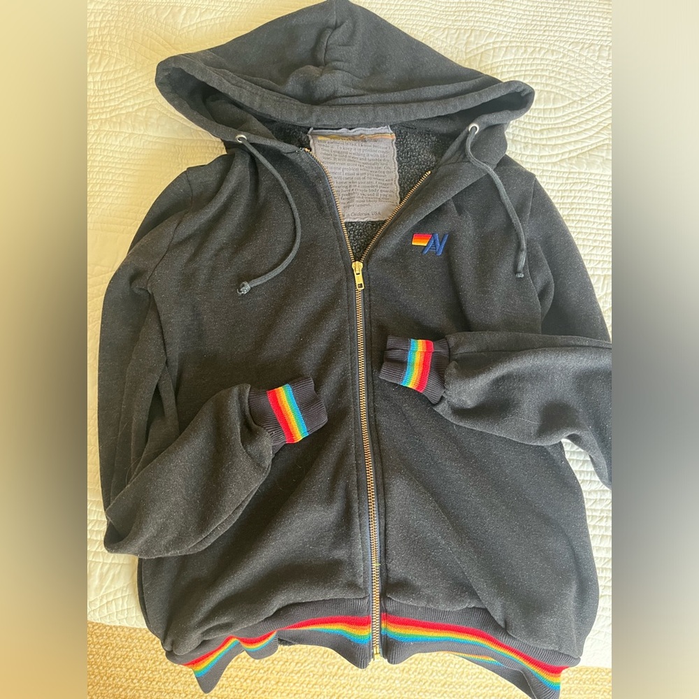 Aviator Nation Black Zip Up Sweatshirt - size Small